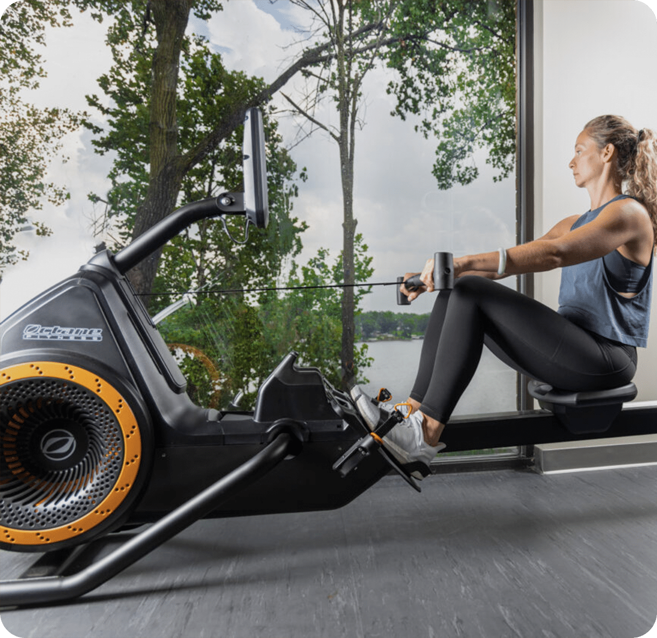 Man talking to woman in workout facility