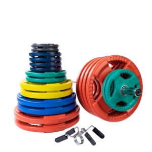 Body-Solid Rubber Color Grip Olympic Weight Sets with Bar & Collars