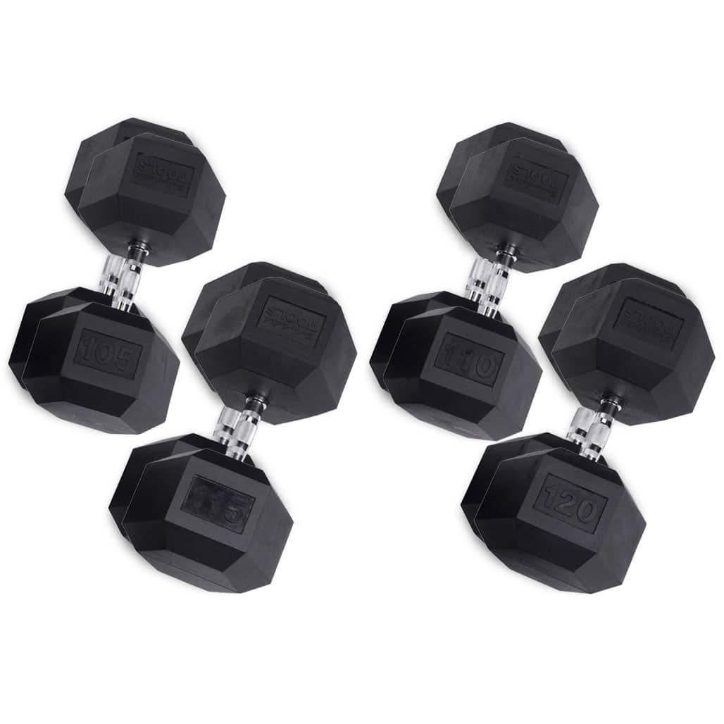 105-120 lb. Rubber Hex Dumbbell Set