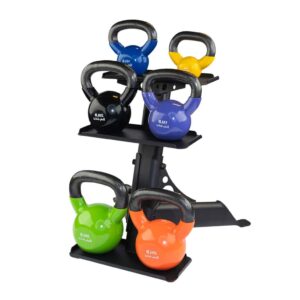 Body-Solid 5-30 lb. Vinyl Kettlebell Set with Rack