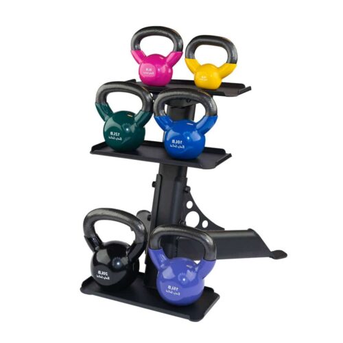 Body-Solid 5-20 lb. Vinyl Kettlebell Set with Rack