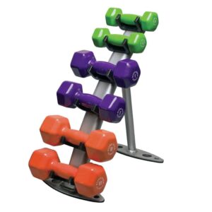 Body-Solid 3 Pair Vinyl Dumbbell Package with Rack