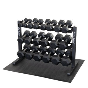 Body-Solid 5-50 lb. Rubber Hex Dumbbell Set with Storage Rack