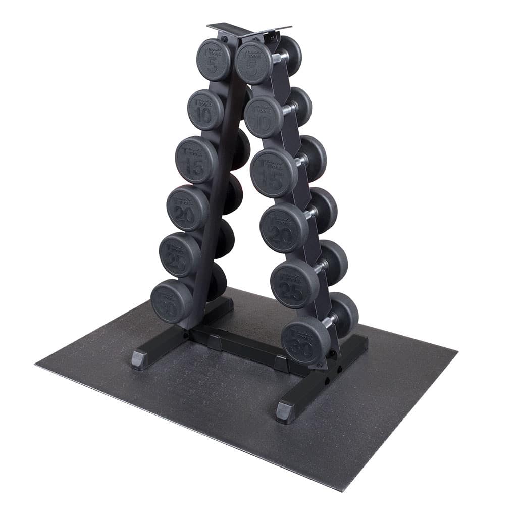 Body-Solid 5-30 lb. Round Rubber Dumbbell Set with Rack