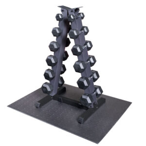Body-Solid 5-30 lb. Rubber Hex Dumbbell Set with Rack