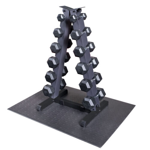 Body-Solid 5-30 lb. Rubber Hex Dumbbell Set with Rack