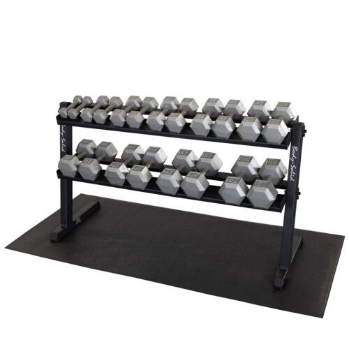 Body-Solid 5-50 lb. Hex Dumbbell Set with Heavy Duty Storage Rack