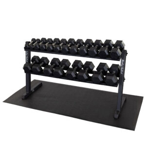 Body-Solid 5-50 lb. Rubber Coated Hex Dumbbell Set with Heavy Duty Storage Rack