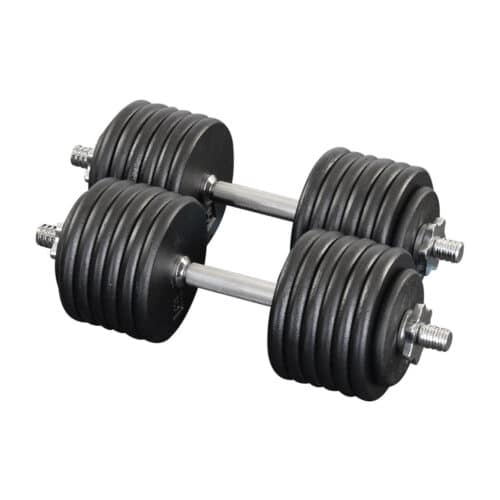 Body-Solid Tools Adjustable Dumbbells, 5 lb. to 50 lb. Pair, with 19" Handles