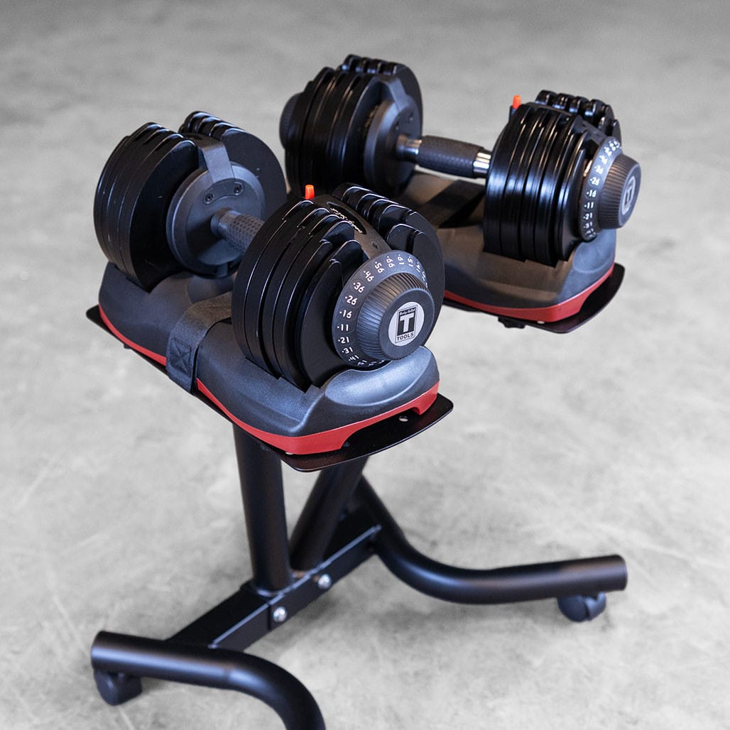 Body-Solid Tools Adjustable Dumbbell Set, 11 lb. to 66 lb. with Stand - Image 3