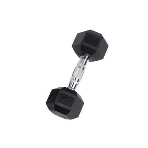 Body-Solid 5-30 lb. Rubber Hex Dumbbell Set with Rack - Image 2