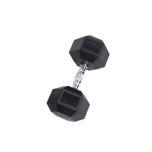 Body-Solid 5-50 lb. Rubber Coated Hex Dumbbell Set with Vertical Storage Rack - Image 4