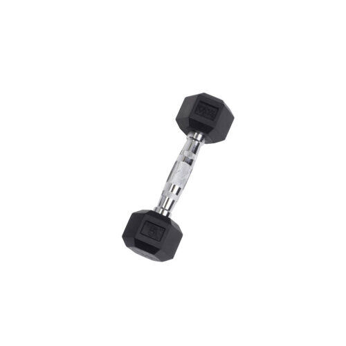 Body-Solid 5-50 lb. Rubber Coated Hex Dumbbell Set with Vertical Storage Rack - Image 3